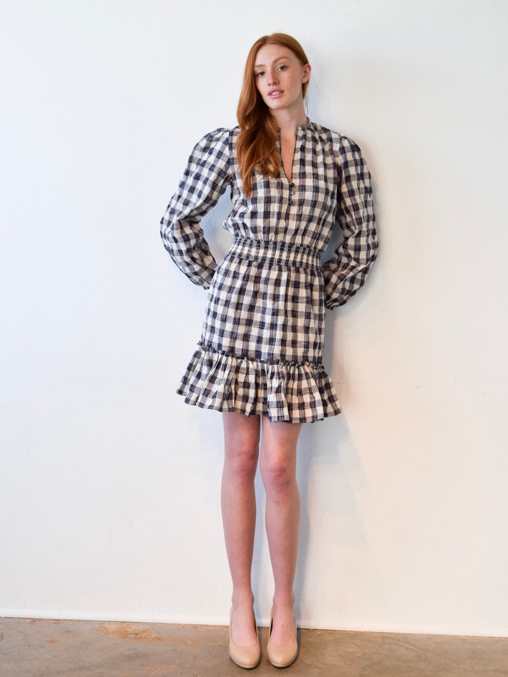 Never A Wallflower Primrose Short Dress - Navy Plaid, NWOT RETAIL $325